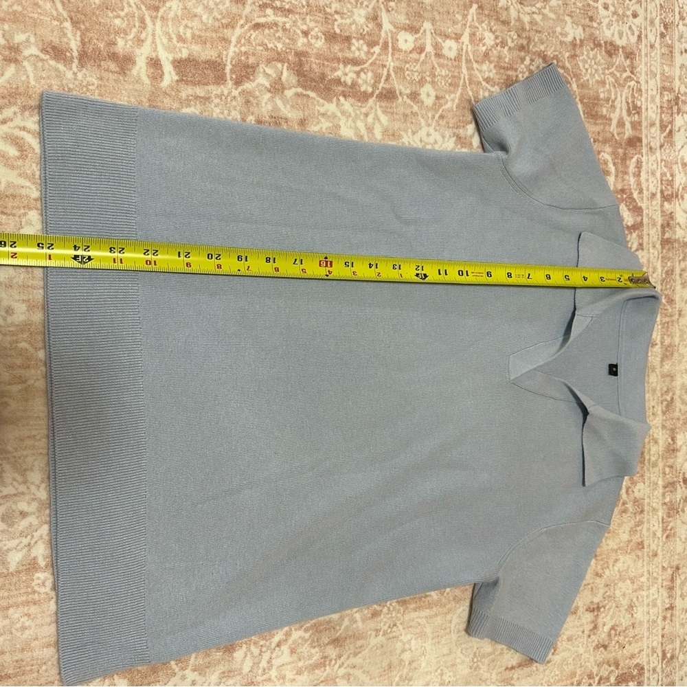 Classy Knit Light Blue Polo Tee - Picture 9 of 12